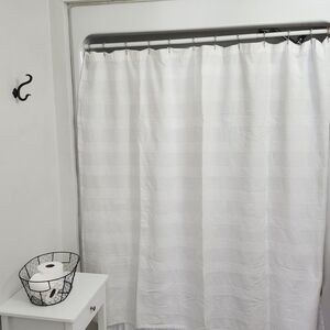 White Fabric Shower Curtain